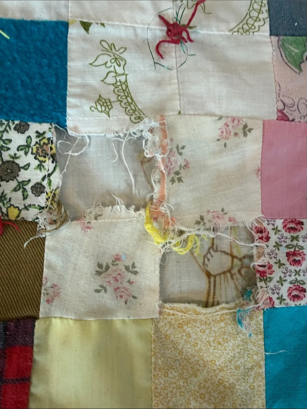 Vintage Handmade Multicolor Patchwork Quilt - no padding